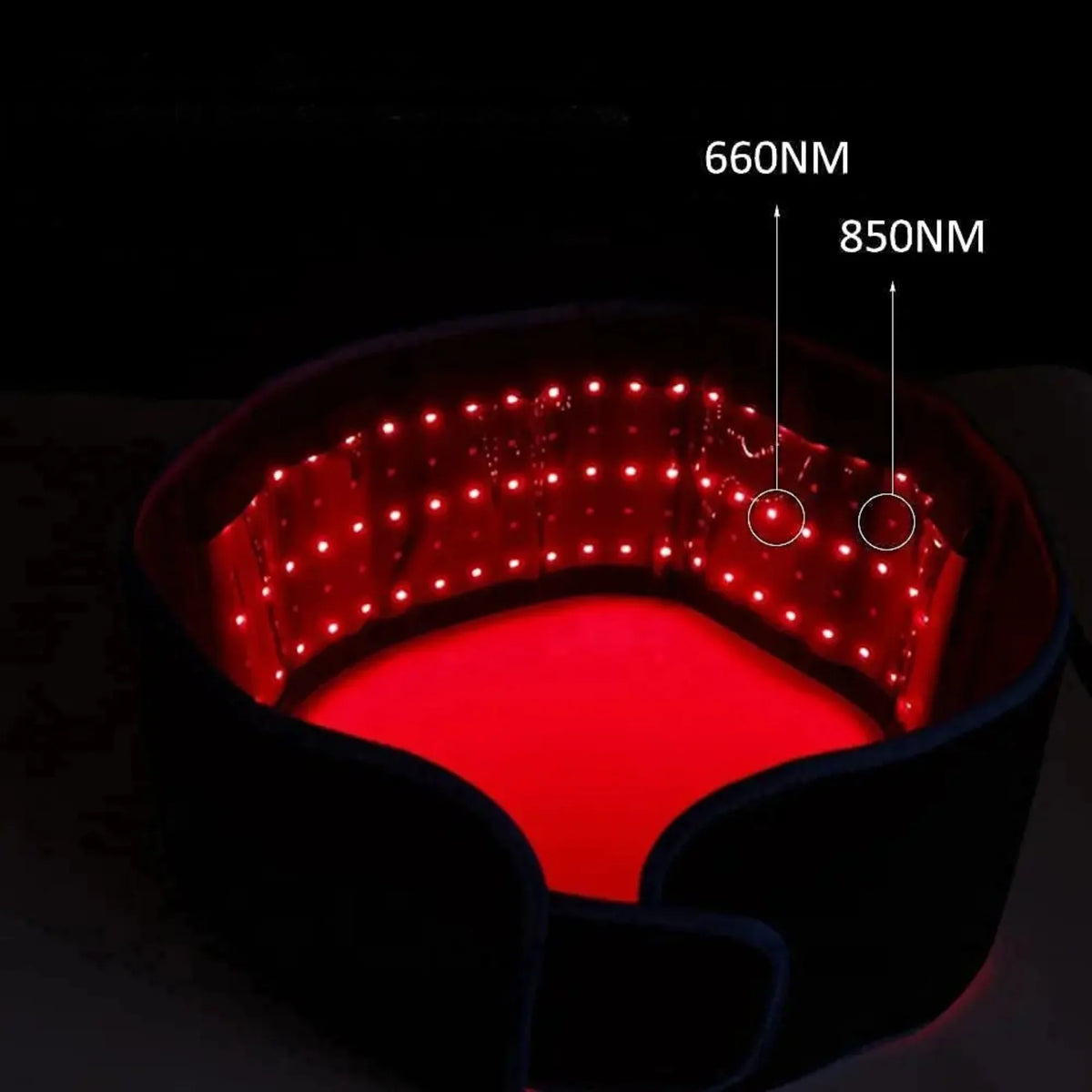 Red light therapy belt with 660NM and 850NM wavelengths for recovery and wellness